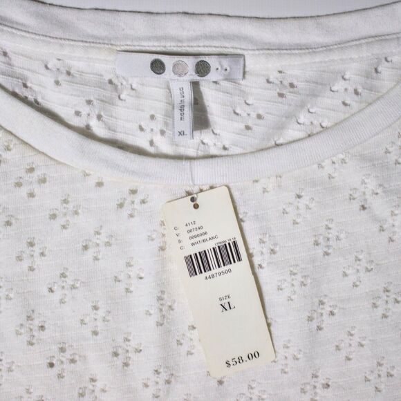NWT Three Dots Anthropologie White Perforated Tank Ruffle Blouse Women Size XL - Picture 6 of 10